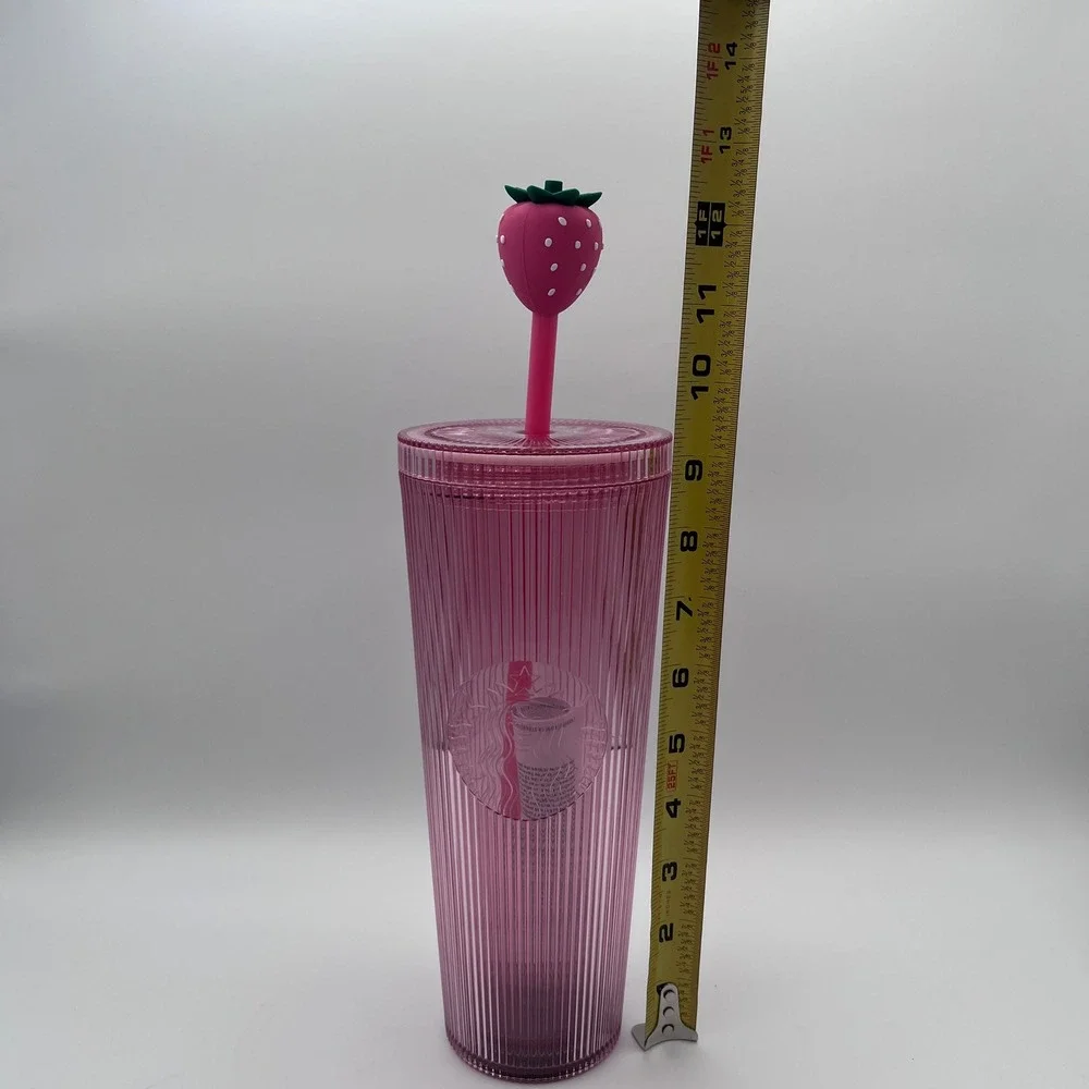 🍓NWT Starbucks 2026 Pink Drink Limited Edition Cold Cup w/ Strawberry Topper
